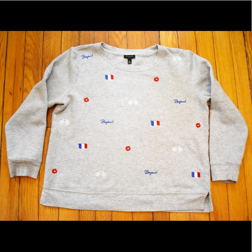 Talbots French Embroidered Sweatshirt sz Mp